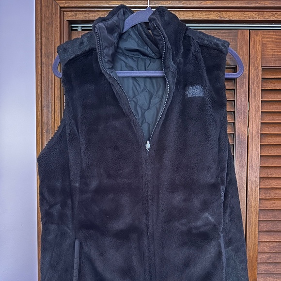 The North Face Vest Womens  Black Mossbud  Reversible Fleece - Picture 1 of 2